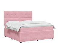vidaXL Cama Box Spring con colchón Rosa 140 x 200 cm Terciopelo