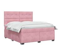 vidaXL Cama Box Spring con colchón Rosa 160 x 200 cm Terciopelo