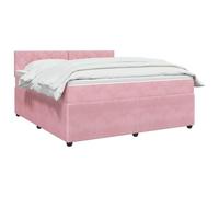 vidaXL Cama Box Spring con colchón Rosa 180 x 200 cm Terciopelo