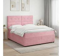 vidaXL Cama box spring con colchón Rosa 180 x 200 cm Terciopelo