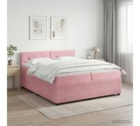 vidaXL Cama box spring con colchón Rosa 200 x 200 cm Terciopelo