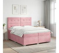 vidaXL Cama Box Spring con colchón Rosa 200 x 200 cm Terciopelo