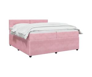 vidaXL Cama Box Spring con colchón Rosa 200 x 200 cm Terciopelo, Cama de Box Spring Moderna, cabecera Ajustable cómoda, tapizada en Terciopelo, Mueble Elegante Que Ahorra Espacio