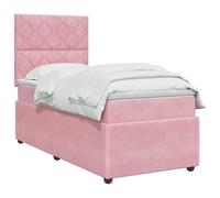 vidaXL Cama Box Spring con colchón Rosa 90 x 200 cm Terciopelo