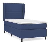 vidaXL Cama box spring con colchón tela 100x200 cm Multicolor Azul