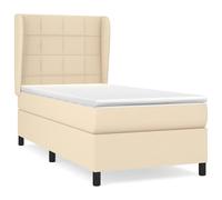 vidaXL Cama box spring con colchón tela 100x200 cm Multicolor Crema