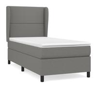 vidaXL Cama box spring con colchón tela 100x200 cm Multicolor Gris oscuro