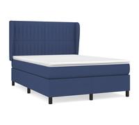 vidaXL Cama box spring con colchón tela 140x200 cm Multicolor Azul
