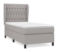 vidaXL Cama box spring con colchón tela 90x190 cm Multicolor Gris claro
