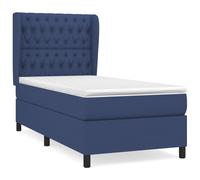 vidaXL Cama box spring con colchón tela 90x200 cm Multicolor Azul