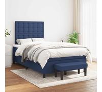 vidaXL Cama box spring con colchón tela azul 120x190 cm