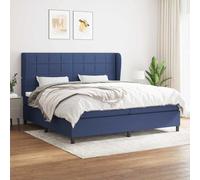 vidaXL Cama box spring con colchón tela azul 200x200 cm