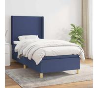 Cama con somier y colchón azul vidaXL, 90x190 cm, tapizada en tela