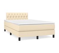 Cama con somier y colchón de color crema, 120x190 cm, tapizada en tela