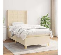 vidaXL Cama box spring con colchón tela color crema 90x190 cm