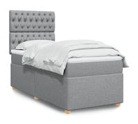 vidaXL Cama box spring con colchón tela gris claro 100x200 cm