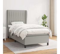 vidaXL Cama box spring con colchón tela gris claro 100x200 cm