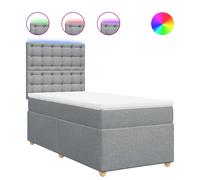 vidaXL Cama box spring con colchón tela gris claro 100x200 cm