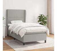 vidaXL Cama box spring con colchón tela gris claro 100x200 cm