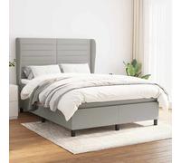 vidaXL Cama box spring con colchón tela gris claro 140x200 cm