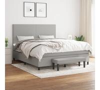 vidaXL Cama box spring con colchón tela gris claro 160x200 cm