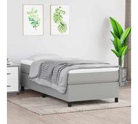 Cama con somier y colchón de la marca vidaXL, color gris claro, dimensiones 90x190 cm, tapizada en tela