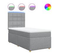 vidaXL Cama box spring con colchón tela gris claro 90x200 cm