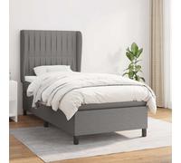 vidaXL Cama box spring con colchón tela gris oscuro 100x200 cm