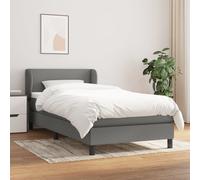 vidaXL Cama box spring con colchón tela gris oscuro 100x200 cm