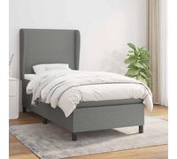 vidaXL Cama box spring con colchón tela gris oscuro 100x200 cm