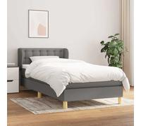 vidaXL Cama box spring con colchón tela gris oscuro 100x200 cm