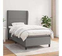 vidaXL Cama box spring con colchón tela gris oscuro 100x200 cm
