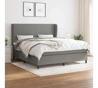 vidaXL Cama box spring con colchón tela gris oscuro 160x200 cm