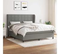 vidaXL Cama box spring con colchón tela gris oscuro 160x200 cm