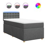 vidaXL Cama box spring con colchón tela gris oscuro 90x200 cm