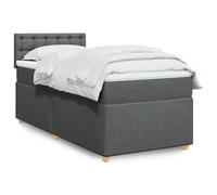vidaXL Cama box spring con colchón tela gris oscuro 90x200 cm