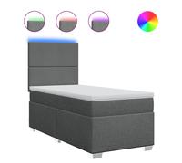 vidaXL Cama box spring con colchón tela gris oscuro 90x200 cm