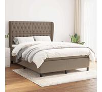 vidaXL Cama box spring con colchón tela gris taupe 140x190 cm
