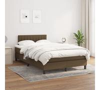 vidaXL Cama box spring con colchón tela marrón oscuro 120x200 cm
