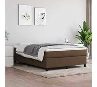 Cama con somier y colchón de la marca vidaXL, color marrón oscuro, dimensiones 140x200 cm, tapizada en tela