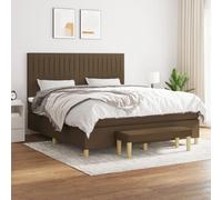 vidaXL Cama box spring con colchón tela marrón oscuro 160x200 cm