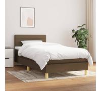 vidaXL Cama box spring con colchón tela marrón oscuro 90x190 cm