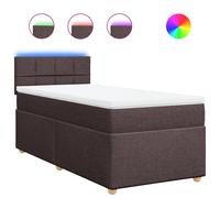 vidaXL Cama box spring con colchón tela marrón oscuro 90x200 cm