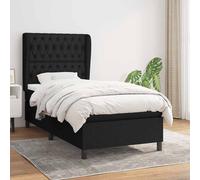 vidaXL Cama box spring con colchón tela negro 100x200 cm