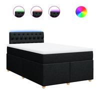 vidaXL Cama box spring con colchón tela negro 120x200 cm