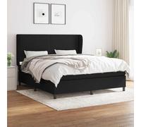 vidaXL Cama box spring con colchón tela negro 160x200 cm