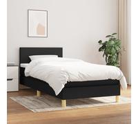 vidaXL Cama box spring con colchón tela negro 90x190 cm