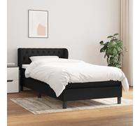vidaXL Cama box spring con colchón tela negro 90x200 cm