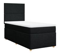 vidaXL Cama box spring con colchón tela negro 90x200 cm
