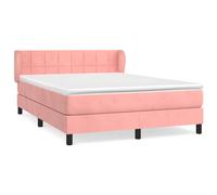 vidaXL Cama box spring con colchón terciopelo 140x190 cm Multicolor Rosa
